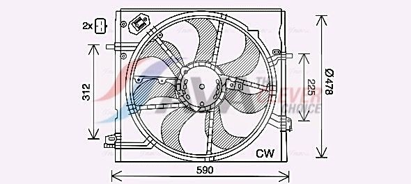 DN7536 AVA Difusor do radiador de esfriamento, montado com motor e roda de aletas